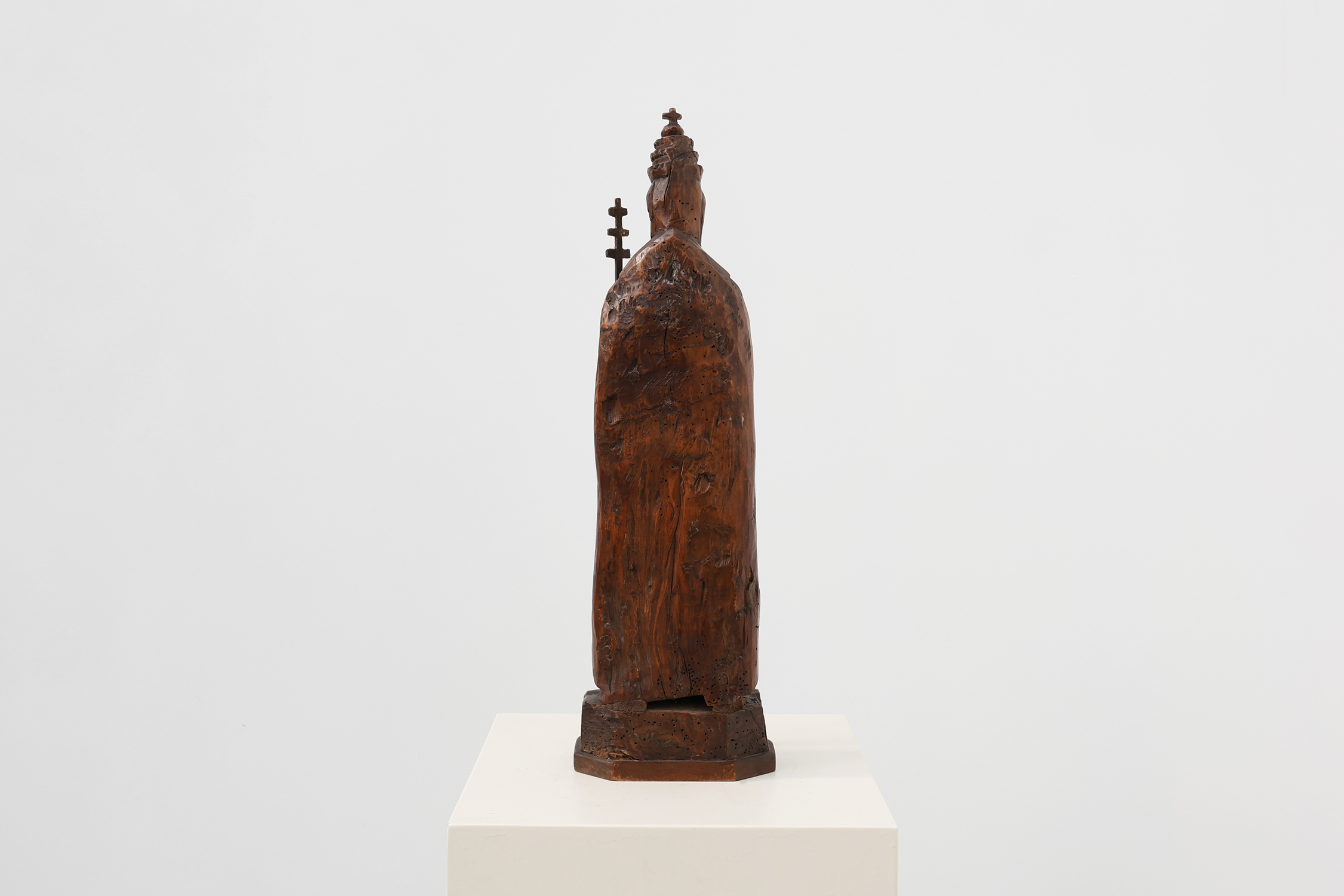 Carved Wooden Sint-Cornelius Figure with Papal Tiara and Triple Cross Staff, 18th centurythumbnail